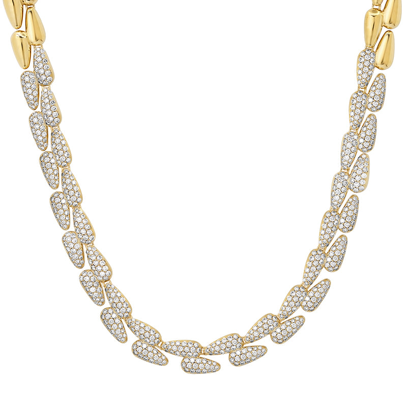 Large Double Dome Tennis Necklace with 1/3 Diamond Pave