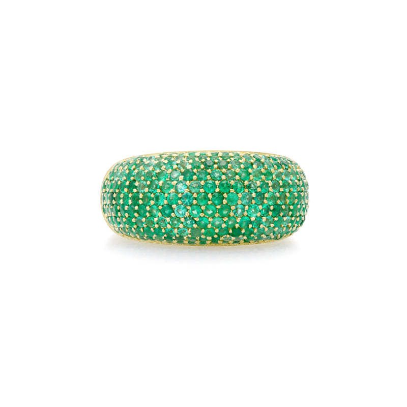 Large Emerald Dome Ring