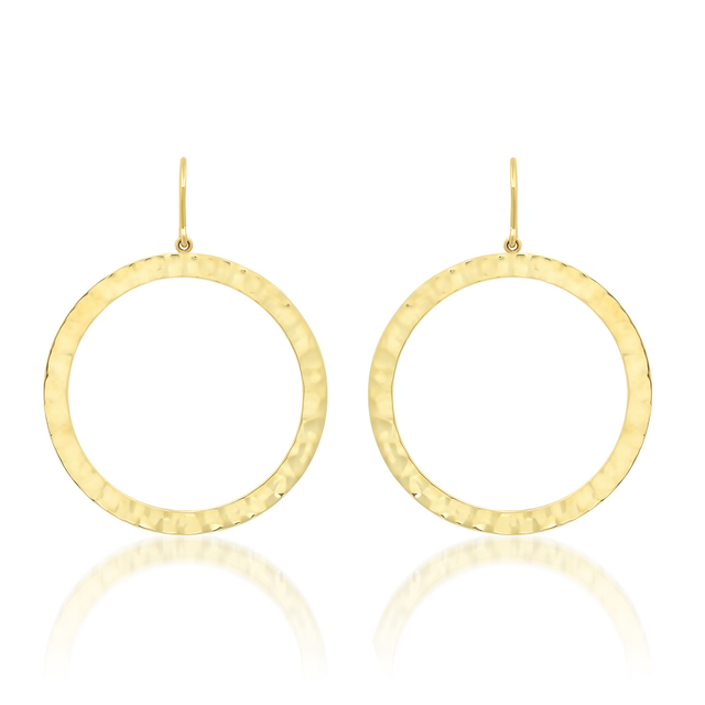 Large Hammered Open Circle Drop Earrings