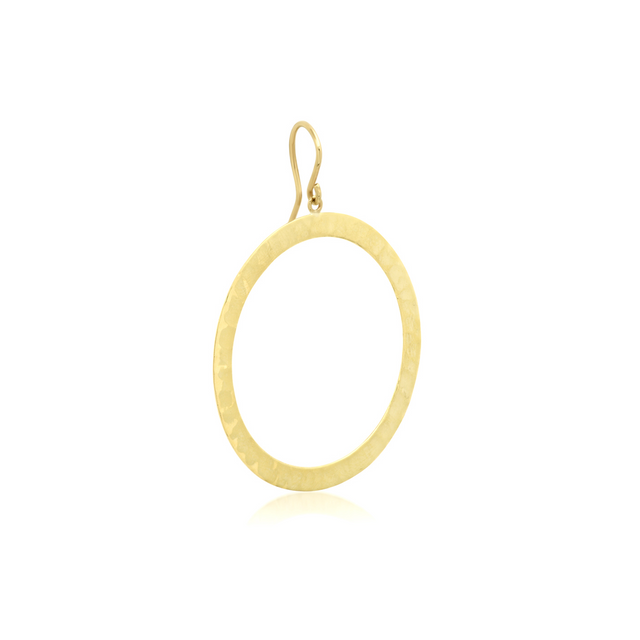 Large Hammered Open Circle Drop Earrings
