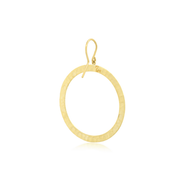 Large Hammered Open Circle Drop Earrings