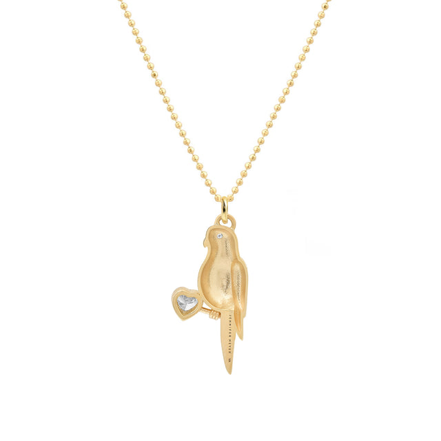 Lovebird Necklace with Diamond Heart 