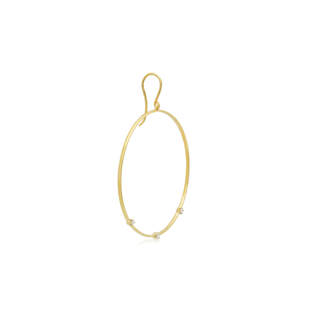 Large Open Circle Earrings with 3 Illusion Set Diamonds