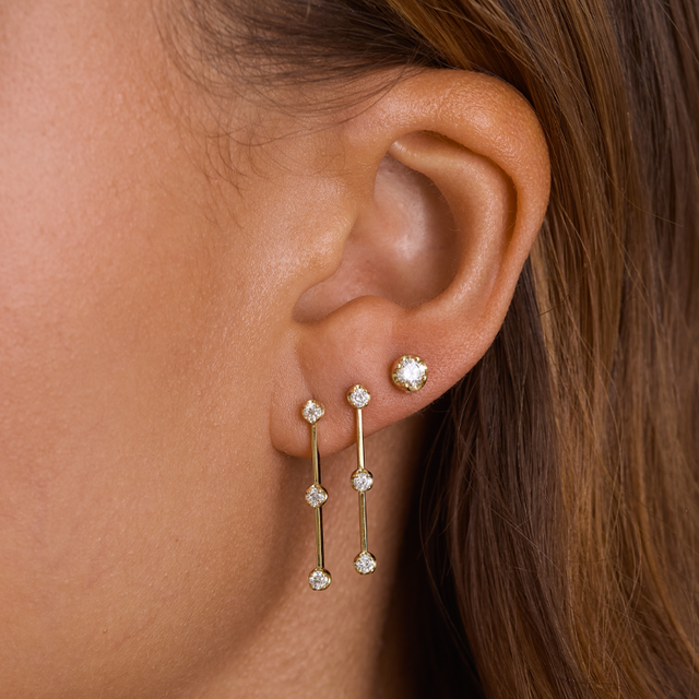 3 illusion Set Diamond Linear Studs