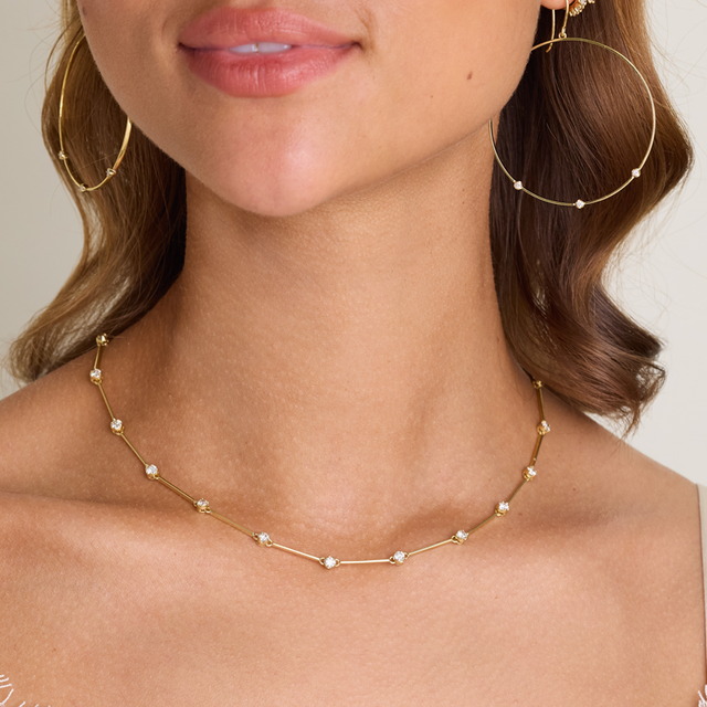Linear Illusion Set Diamond Necklace