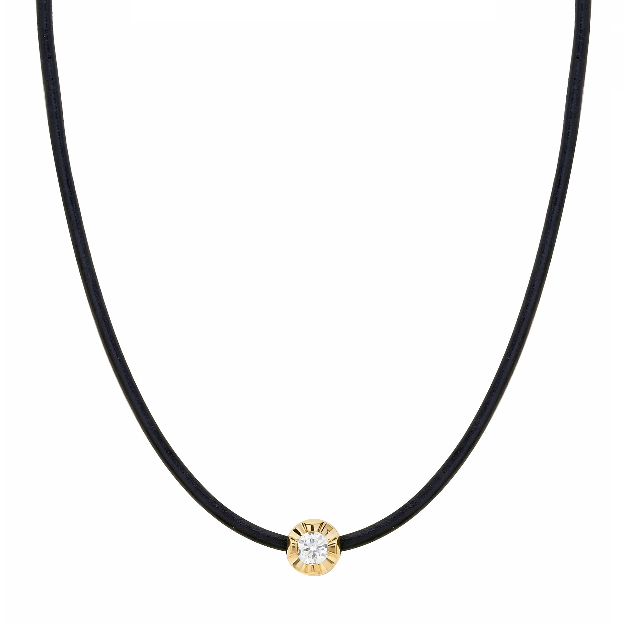 Illusion Set Diamond and Leather Cord Necklace for Women