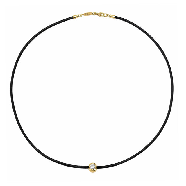 Illusion Set Diamond and Leather Cord Necklace