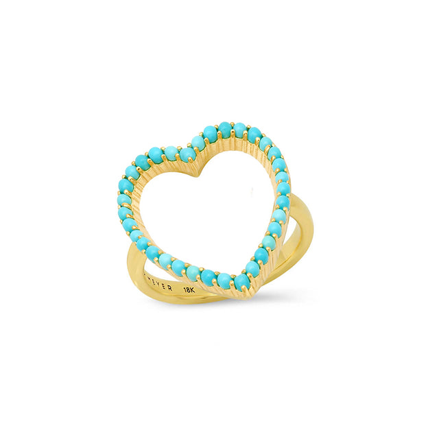 Turquoise Luxe Open Heart Ring