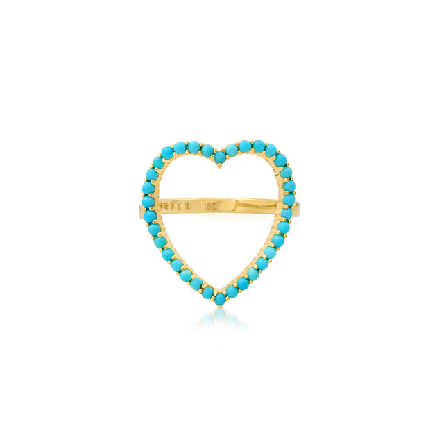 Turquoise Luxe Open Heart Ring