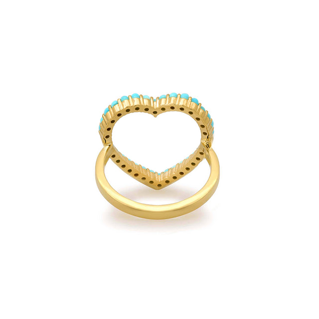 Turquoise Luxe Open Heart Ring