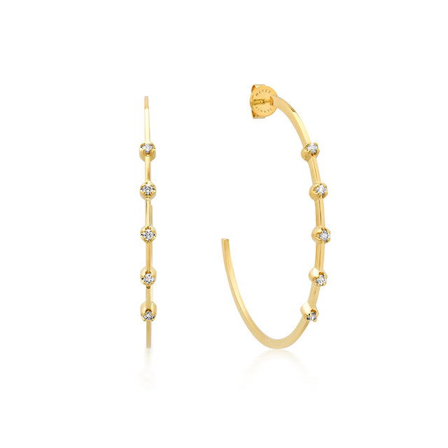 Medium Hoops with 5 Illusion Set Diamonds