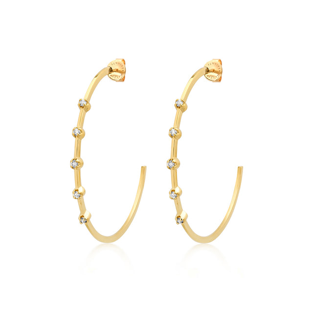 Medium Hoops with 5 Illusion Set Diamonds