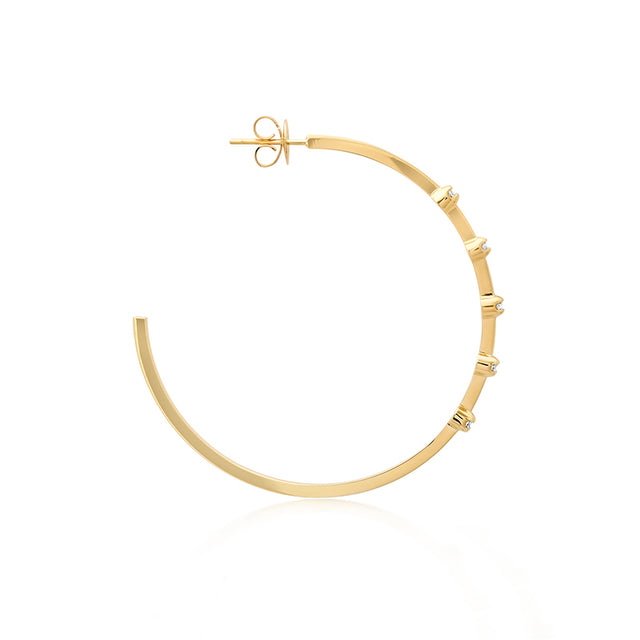 Medium Hoops with 5 Illusion Set Diamonds