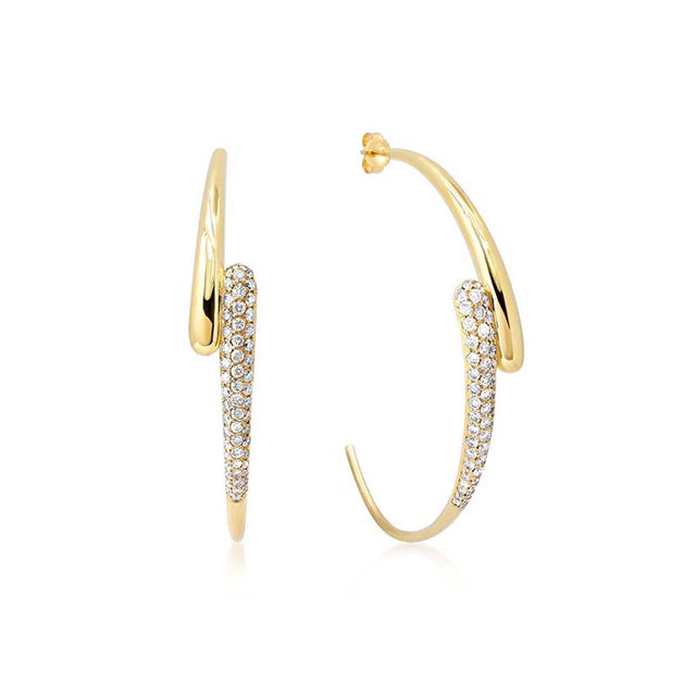 Medium Double Dome Hoops with Diamond Accent