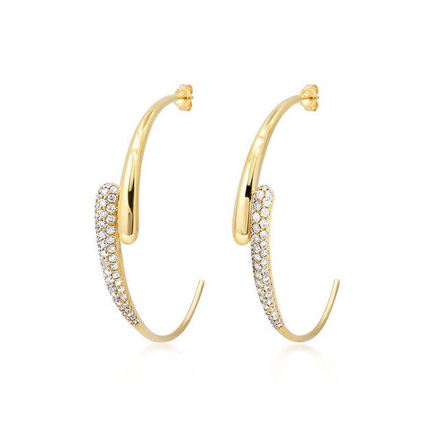 Medium Double Dome Hoops with Diamond Accent
