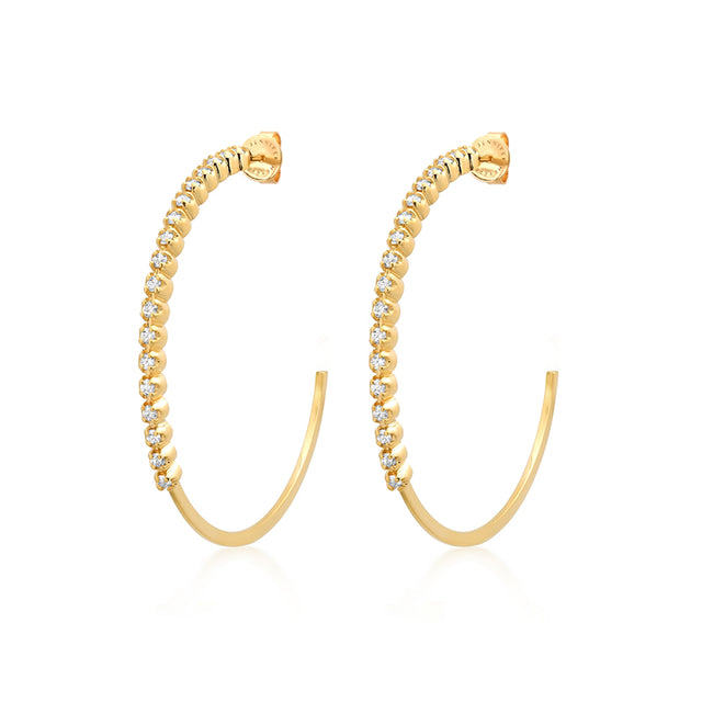 Medium Hoops with Illusion Set Diamonds