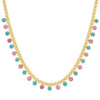 Mini Bezel Tennis Necklace with 1/3 Pink Sapphire & Turquoise Bezel Accents