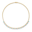 Mini Bezel Tennis Necklace with 1/3 Pink Sapphire & Turquoise Bezel Accents
