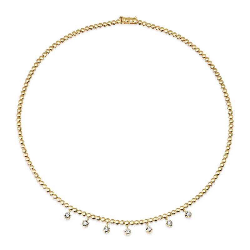 Mini Bezel Tennis Necklace With 7 Medium Illusion-Set Diamonds