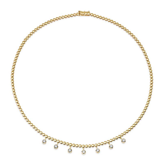 Bezel Tennis Necklace With 7 Medium Illusion Set Diamonds