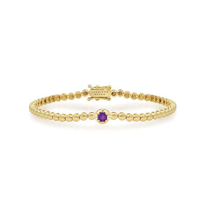 Bezel Tennis Bracelet With Illusion Set Amethyst Center