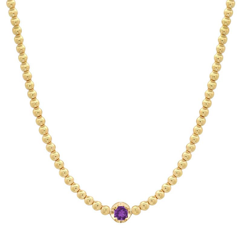 Mini Bezel Tennis Necklace with Illusion-Set Amethyst Accent