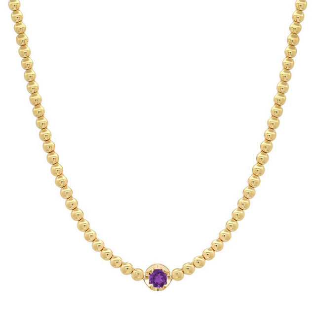 Bezel Tennis Necklace with Illusion Set Amethyst Accent