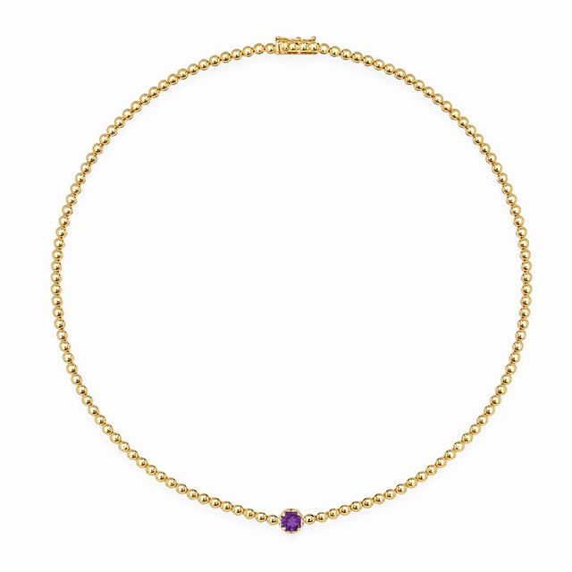 Bezel Tennis Necklace with Illusion Set Amethyst Accent