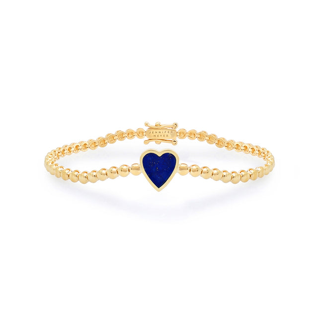 Bezel Tennis Bracelet with Lapis Inlay Heart