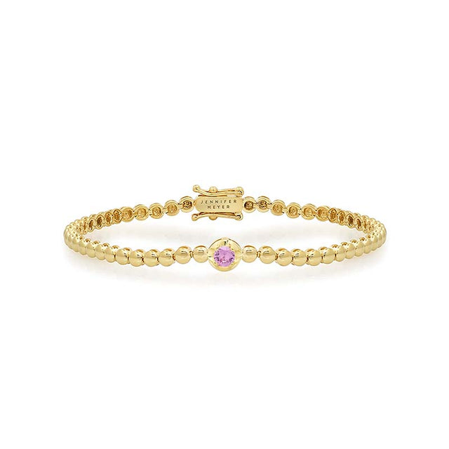 Bezel Tennis Bracelet With Illusion Set Pink Sapphire Center