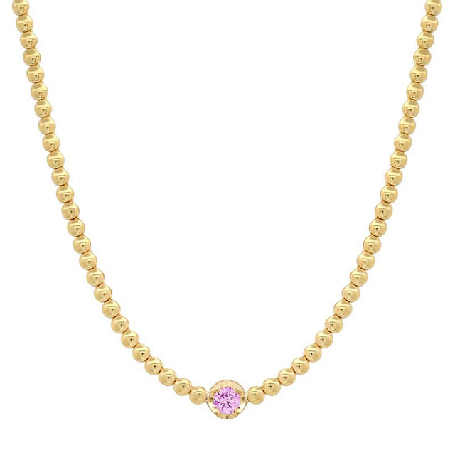 Bezel Tennis Necklace With Illusion Set Pink Sapphire Center