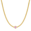Mini Bezel Tennis Necklace With Illusion-Set Pink Sapphire Center