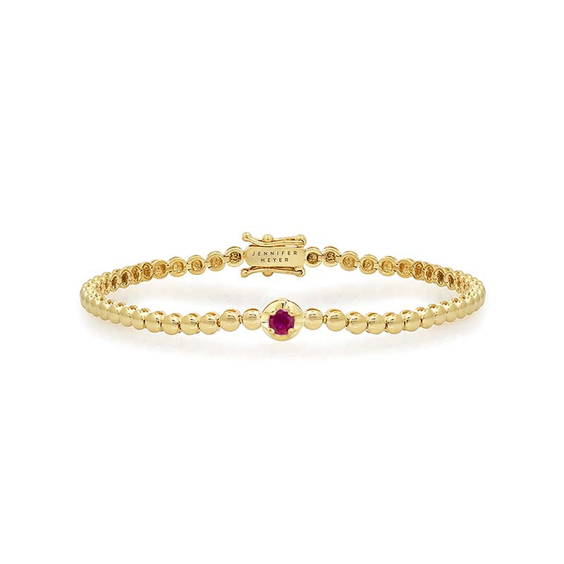 Mini Bezel Tennis Bracelet With Illusion Set Ruby Center