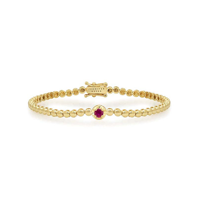 Bezel Tennis Bracelet With Illusion Set Ruby Center