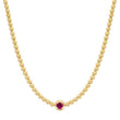 Mini Bezel Tennis Necklace With Illusion Set Ruby Center