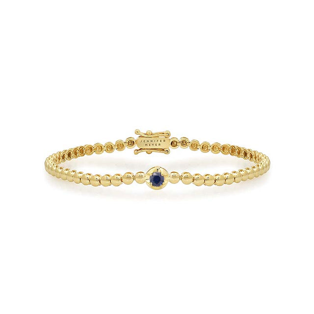 Bezel Tennis Bracelet With Illusion Set Blue Sapphire Center