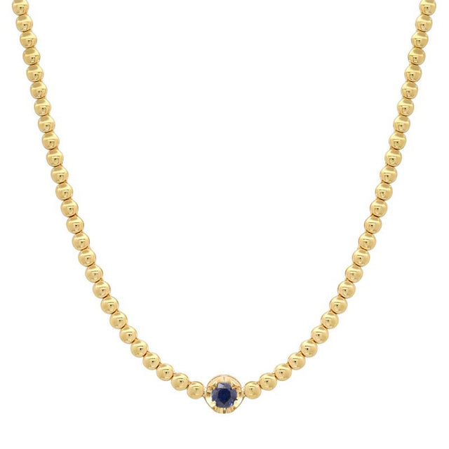 Bezel Tennis Necklace With Illusion Set Blue Sapphire Center