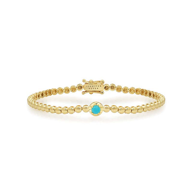 Bezel Tennis Bracelet With Illusion Set Turquoise Center