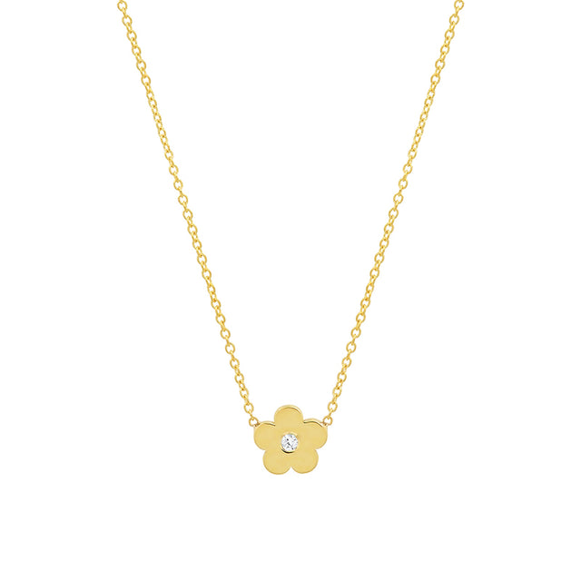 Mini Daisy Necklace with Diamond Center
