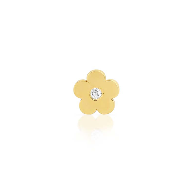 Single Mini Daisy Studs with Diamond Center