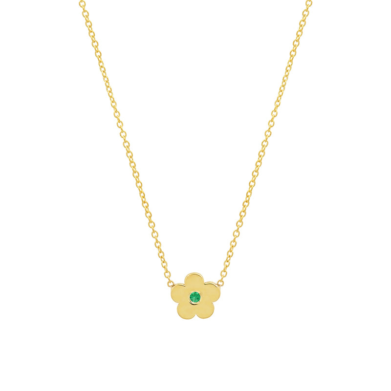 Mini Daisy Necklace with Emerald Center