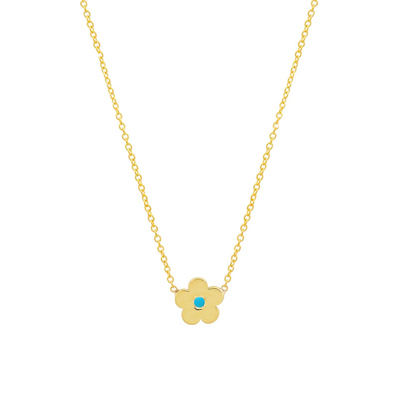 Mini Daisy Necklace with Turquoise Center