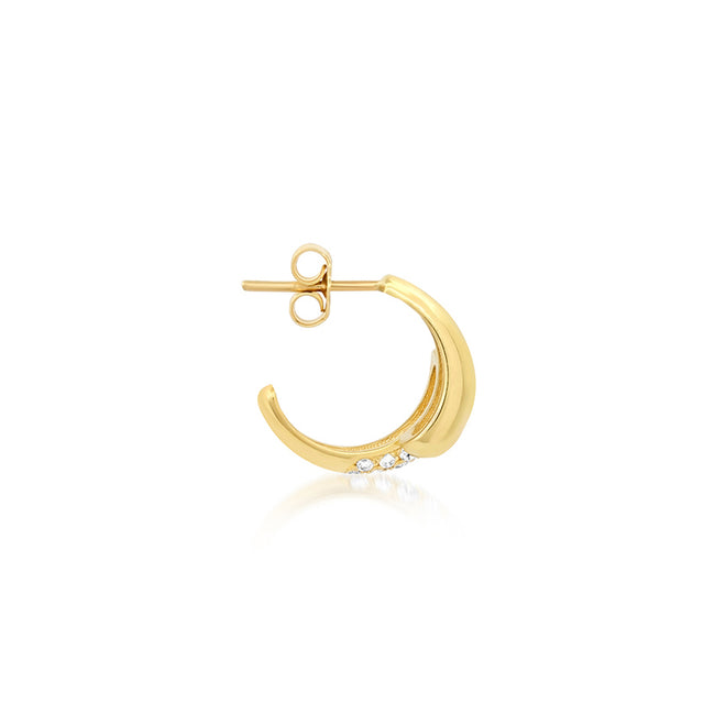 Mini Double Dome Hoops with Diamond Accent