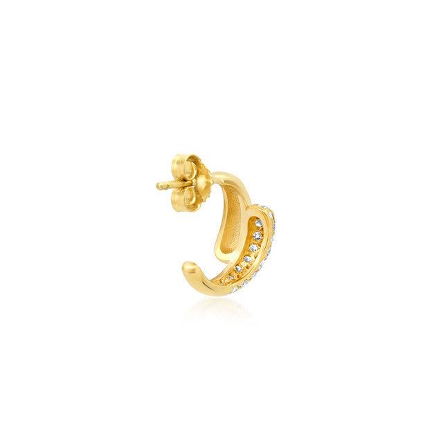 Mini Double Dome Hoops with Diamond Accent