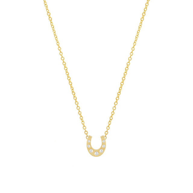 Mini Horseshoe Necklace with Diamond Accents