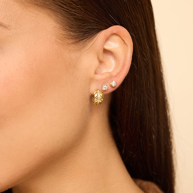 Mini Leaf Hoops with Diamonds