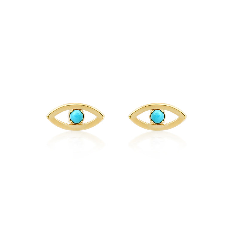 Mini Open Evil Eye Studs with Turquoise Center
