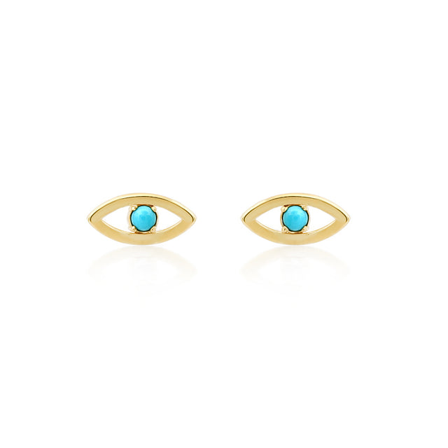 Mini Open Evil Eye Studs with Turquoise Center