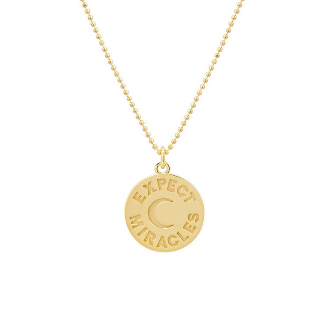Expect Miracles & Moon Sentiment Pendant Necklace