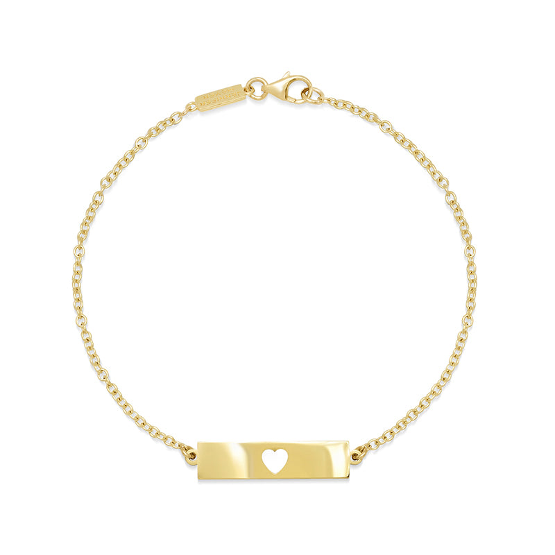 Nameplate Bracelet with Cut-Out Heart Accent